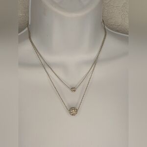 Icing Silver Toned Layered Necklace With Pavè Crystal Ball Pendants